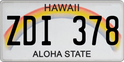 HI license plate ZDI378