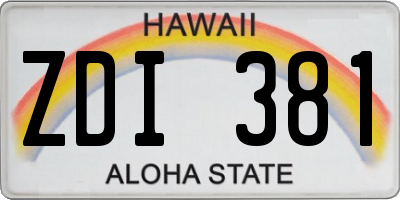 HI license plate ZDI381