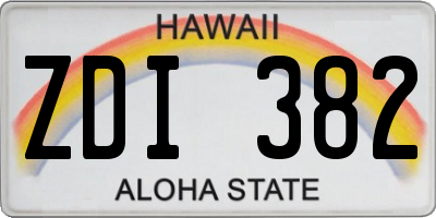HI license plate ZDI382