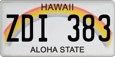 HI license plate ZDI383
