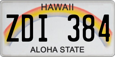 HI license plate ZDI384