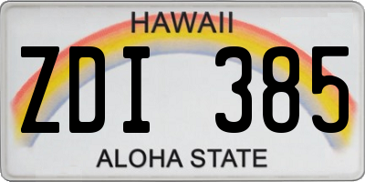 HI license plate ZDI385