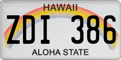 HI license plate ZDI386