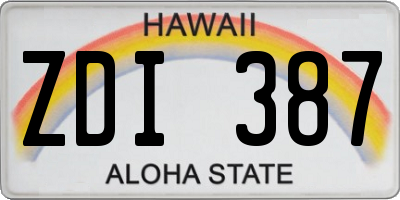 HI license plate ZDI387