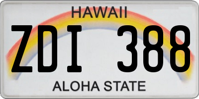 HI license plate ZDI388