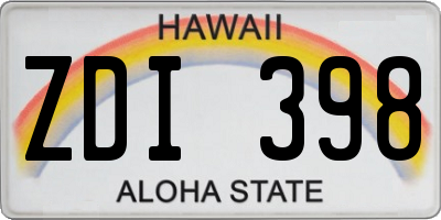 HI license plate ZDI398