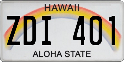 HI license plate ZDI401