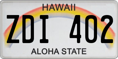 HI license plate ZDI402
