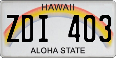 HI license plate ZDI403