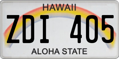 HI license plate ZDI405