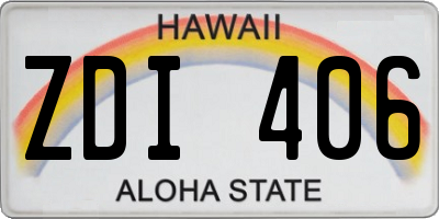 HI license plate ZDI406