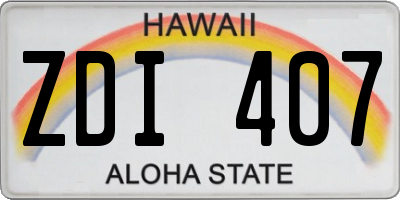 HI license plate ZDI407
