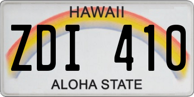 HI license plate ZDI410