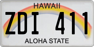 HI license plate ZDI411