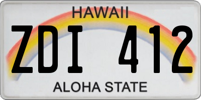 HI license plate ZDI412