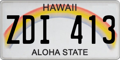 HI license plate ZDI413