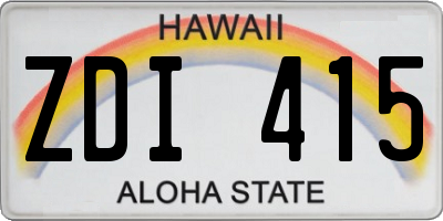 HI license plate ZDI415