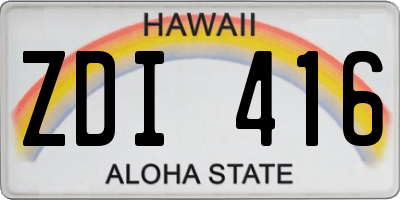 HI license plate ZDI416