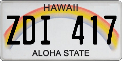 HI license plate ZDI417