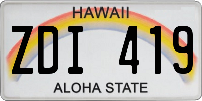 HI license plate ZDI419