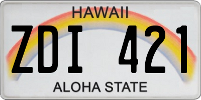 HI license plate ZDI421