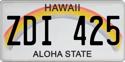 HI license plate ZDI425