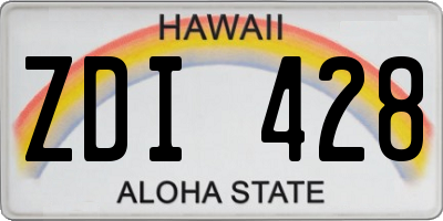 HI license plate ZDI428