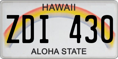 HI license plate ZDI430