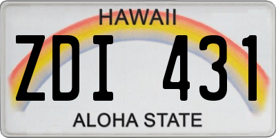 HI license plate ZDI431