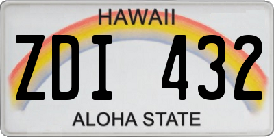 HI license plate ZDI432