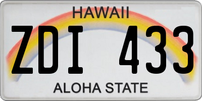 HI license plate ZDI433