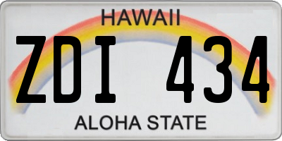 HI license plate ZDI434
