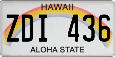 HI license plate ZDI436