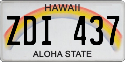 HI license plate ZDI437
