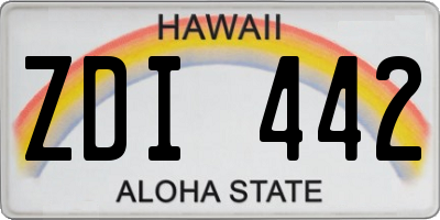 HI license plate ZDI442