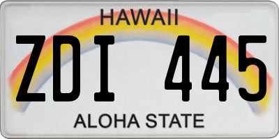 HI license plate ZDI445