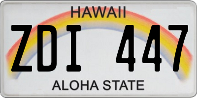 HI license plate ZDI447