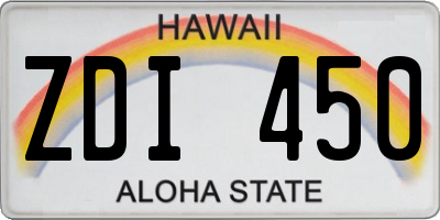 HI license plate ZDI450