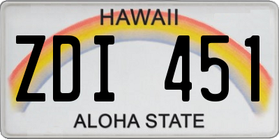 HI license plate ZDI451