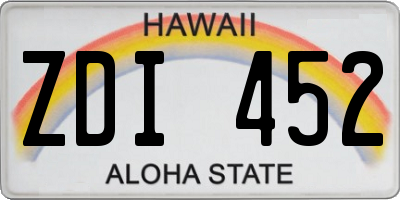 HI license plate ZDI452