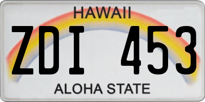 HI license plate ZDI453
