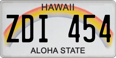 HI license plate ZDI454