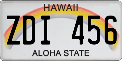 HI license plate ZDI456