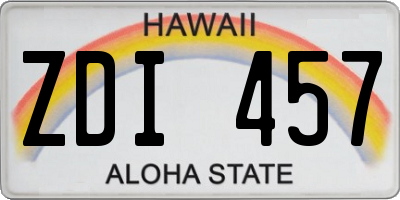 HI license plate ZDI457