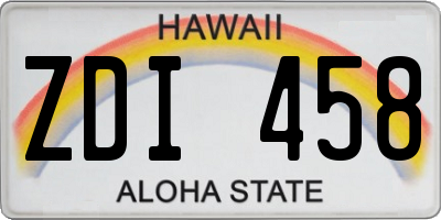 HI license plate ZDI458