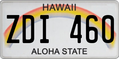HI license plate ZDI460