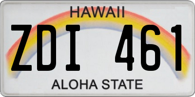 HI license plate ZDI461