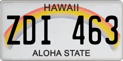 HI license plate ZDI463