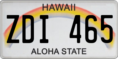 HI license plate ZDI465