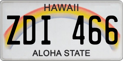 HI license plate ZDI466